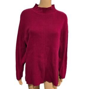 C.J. Banks Dark Red Mock Neck Sweater 3X